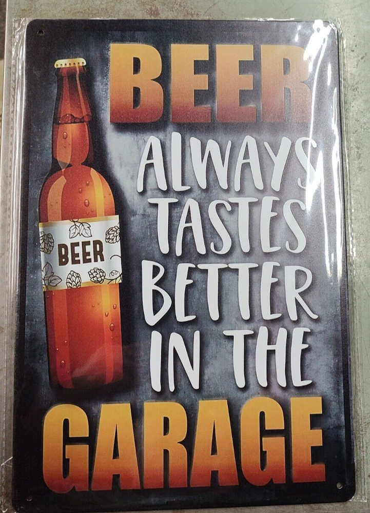 Vintage 12x8 Humorous Beer Metal Tin Wall Sign - Sarcastic Bar Decor