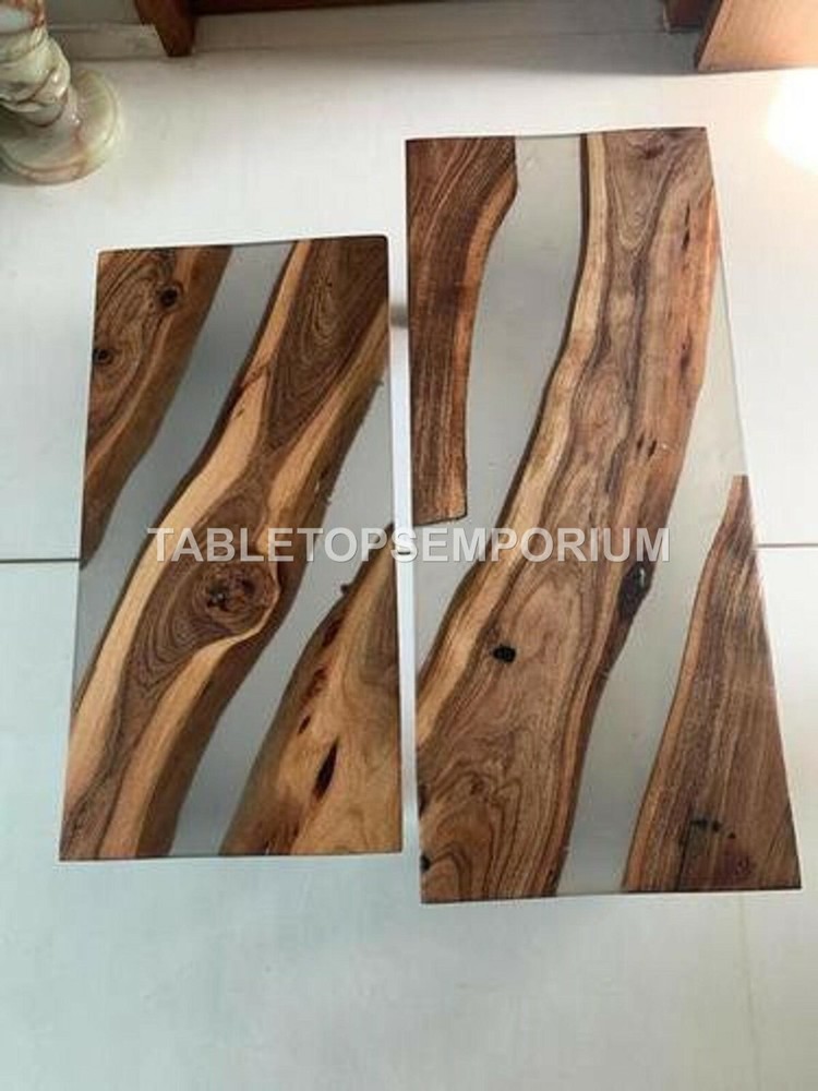 Custom Epoxy Table With Clear Resin, Acacia Epoxy Dining Table Ultra Clear Decor