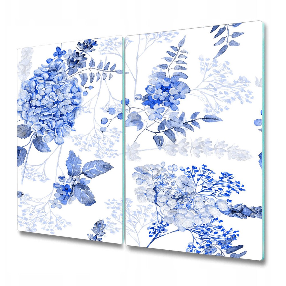 Glass Chopping Board Watercolour blue hydrangea Subtle and soft White 2x30x52