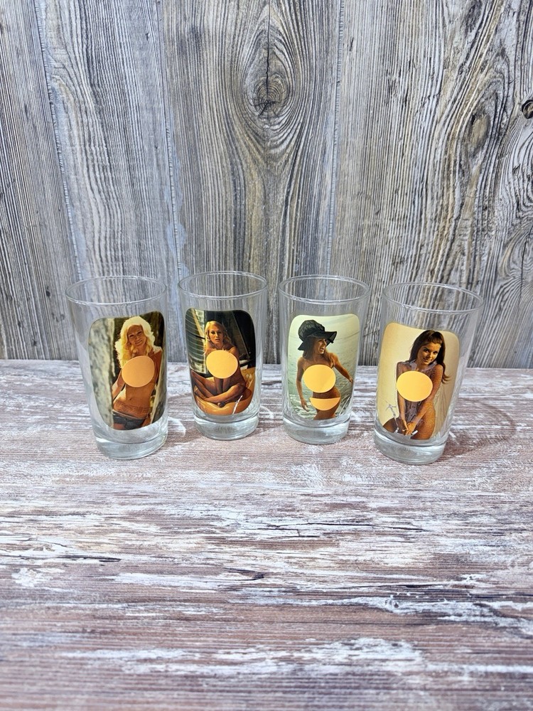 Vintage Sip N Strip Peek-a-Boo Highball Glasses-Set Of 4 (Permanently Stripped)