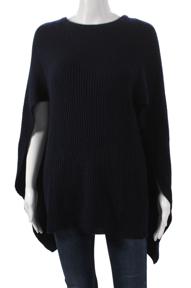 Autumn Cashmere Womens Blue Cashmere Cape Sweater Round Neck Size XSFree Shipping in US $100+ Orders | $6.95 Orders Below