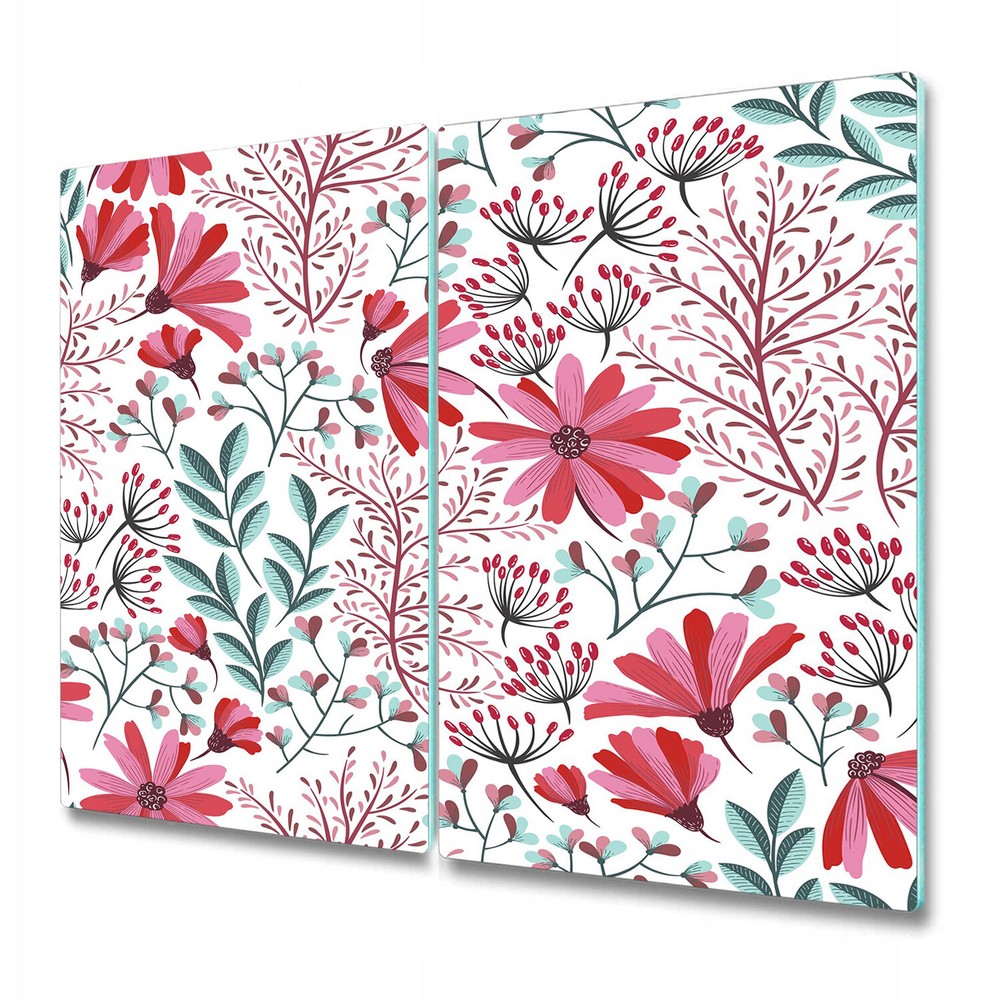 Glass Chopping Cutting Board Boho Bohemian Floral Flowers Watercolour Garden