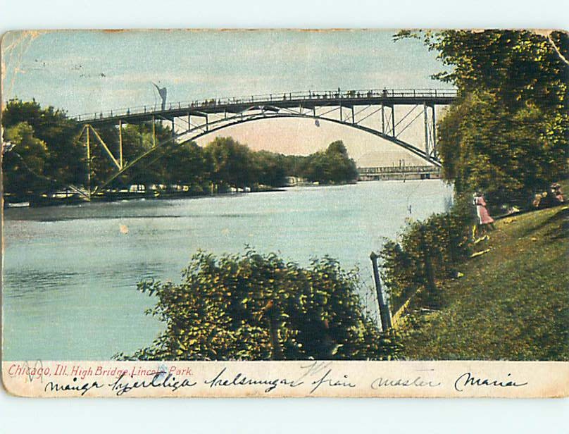 Pre-1907 HIGH BRIDGE & PARK SCENE Chicago Illinois IL r7529