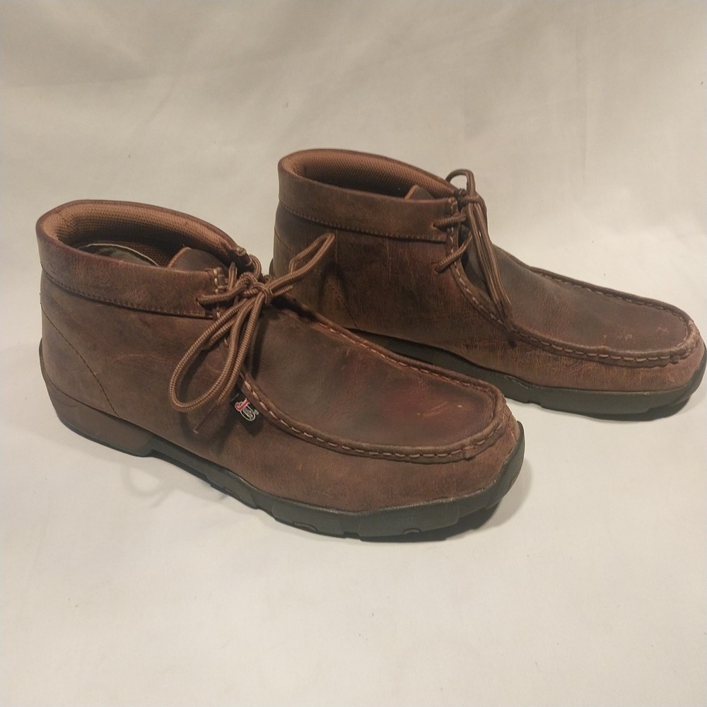 Justin Boots Cappie Chukka Men's Work Shoes 12M Brown Moc Leather Lace Up