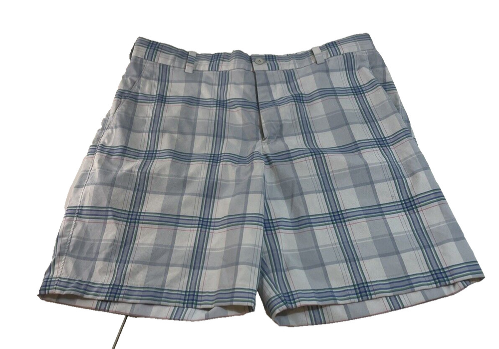 Nike Golf Dri-Fit Blue Plaid Striped Golf Shorts Mens Size 34