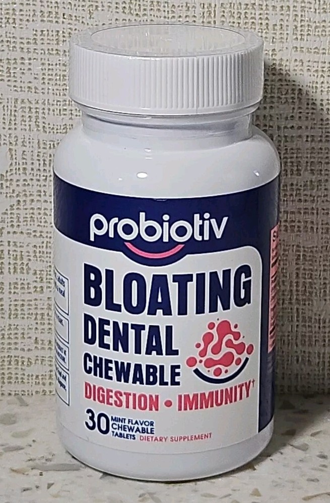 Probiotiv Bloating Dental Probiotics Digestive Immune Support 30 Chewables Mint
