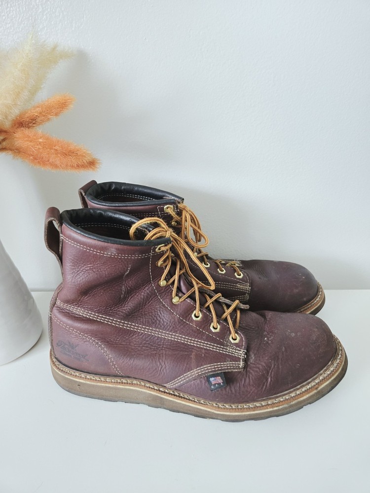 Thorogood Men's 6-Inch Leather Work Boots Non-Safety Toe Size 11.5D