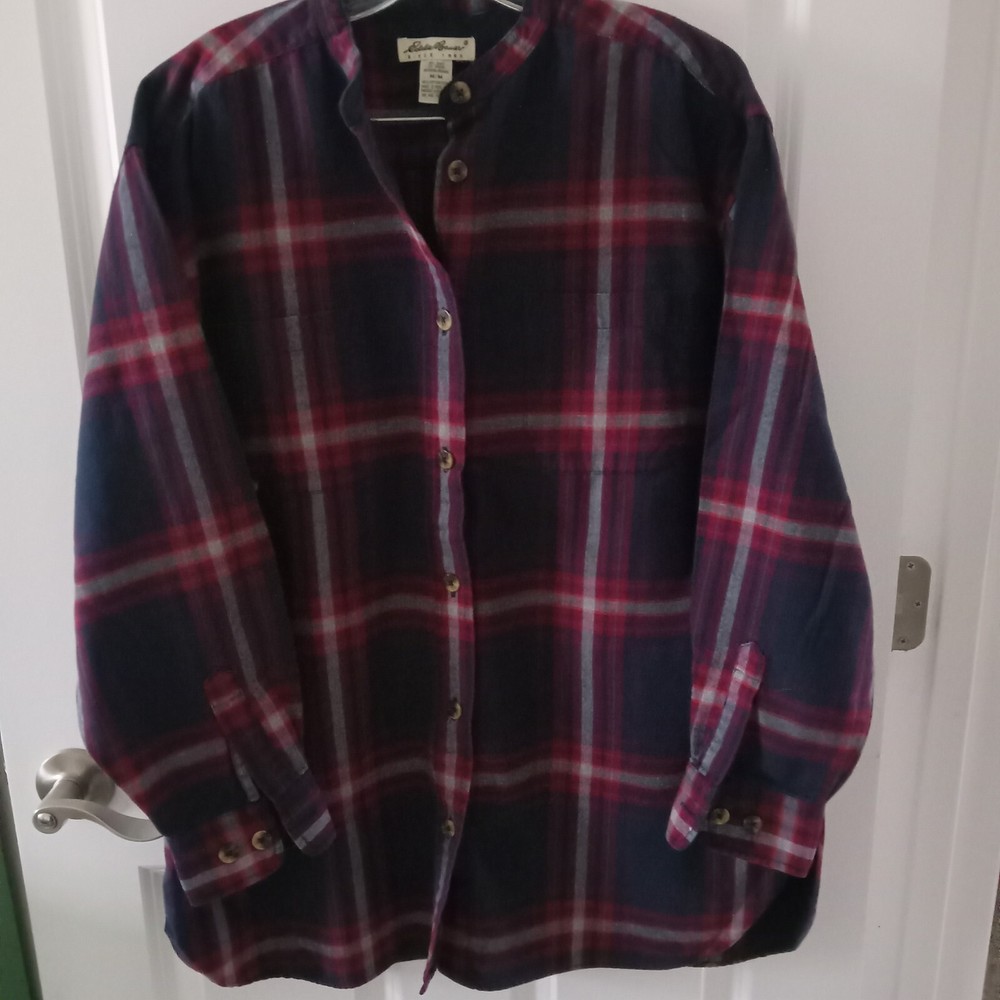 Eddie Bauer Womens Medium Oversized Cotton Flannel Plaid Big Shirt