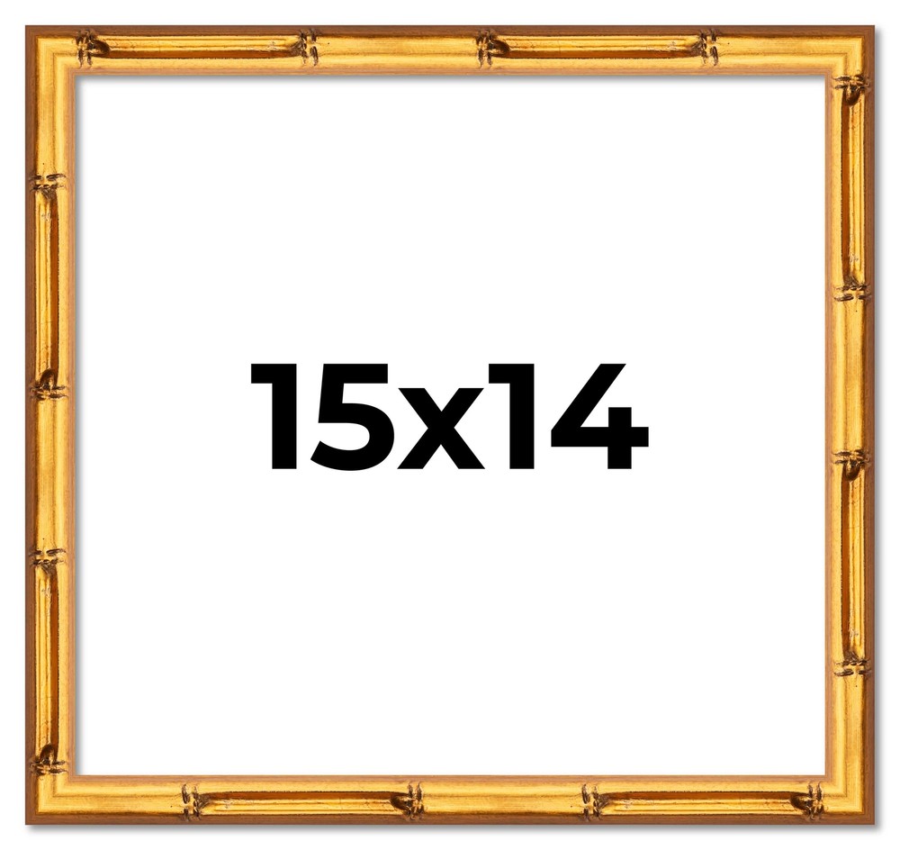15x14 Frame Gold Bamboo Solid Wood Picture Frame | 1 Inch Moulding Width | Inter