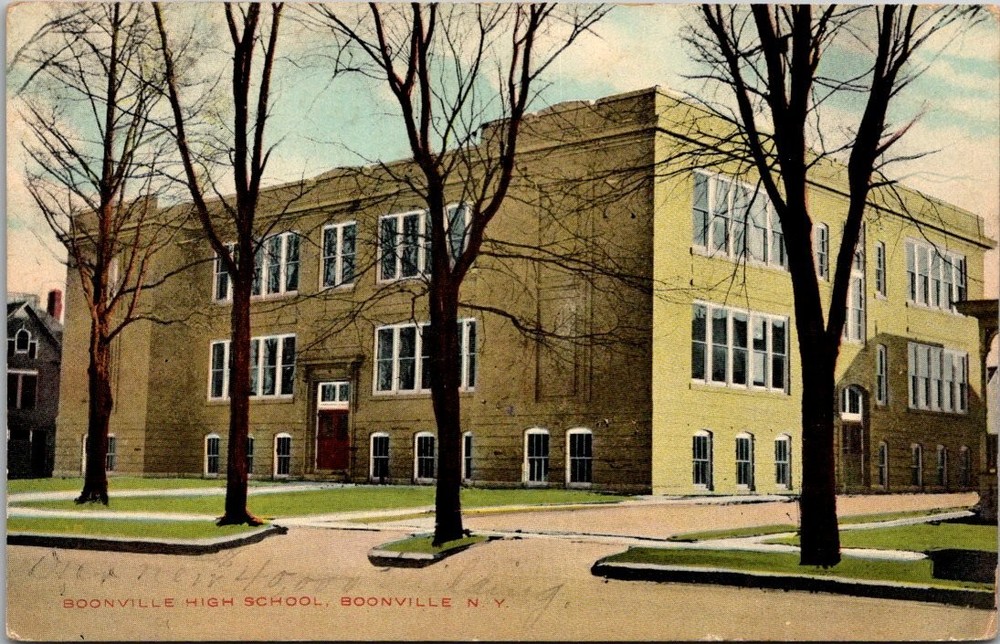 Boonville High School NY Postcard 1909 Washington-Franklin Stamp Posted