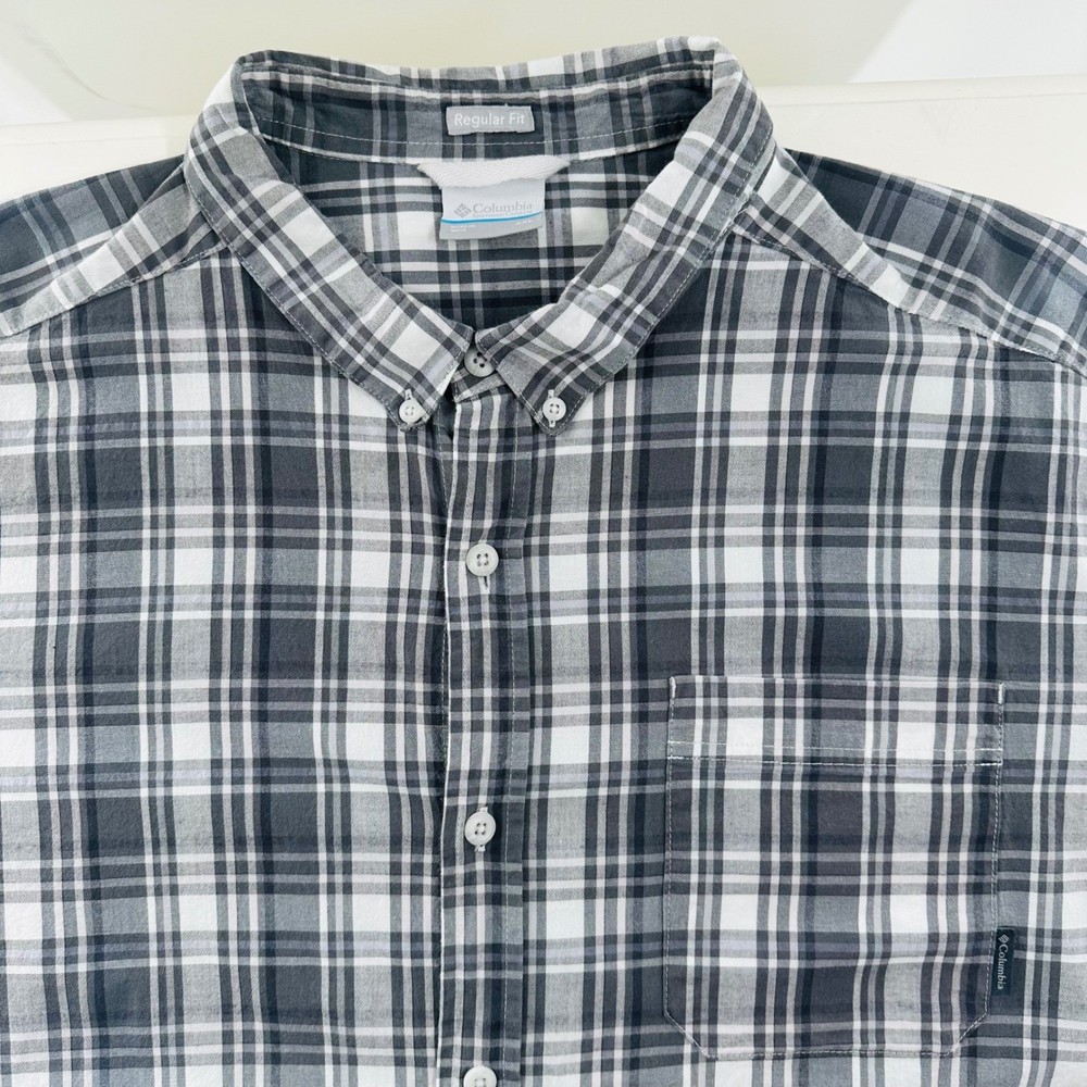 Columbia Plaid Button Down Short Sleeve Regular Fit Shirt XXL