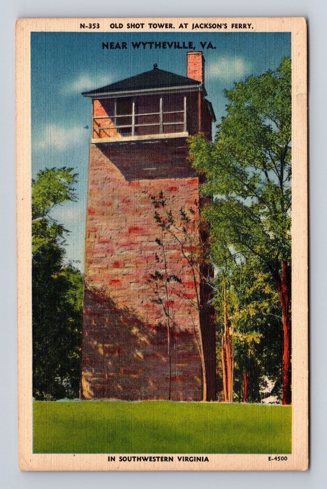 Wytheville VA-Virginia Old Shot Tower At Jackson's Ferry Vintage c1948 Postcard