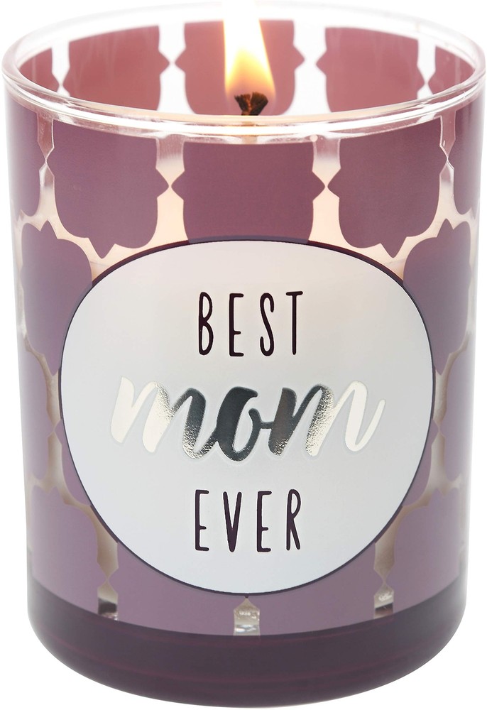 Purple 7 Oz Glass Candle with Serenity Fresh Cotton Scent for Best Mom