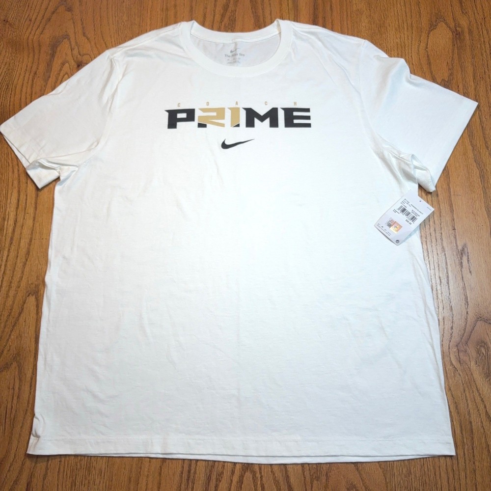 Nike Coach Prime T-Shirt Mens XXL White Graphic Deion Sanders Short Sleeve Tee