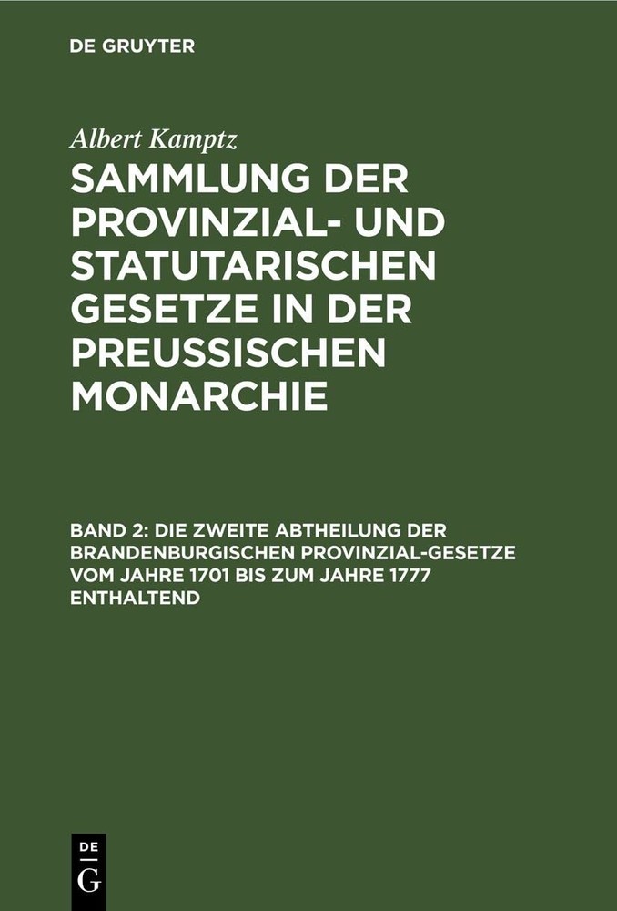 Albert Kamptz Die Zweite Abtheilung Der Brandenburgischen Provinzial- (Hardback)