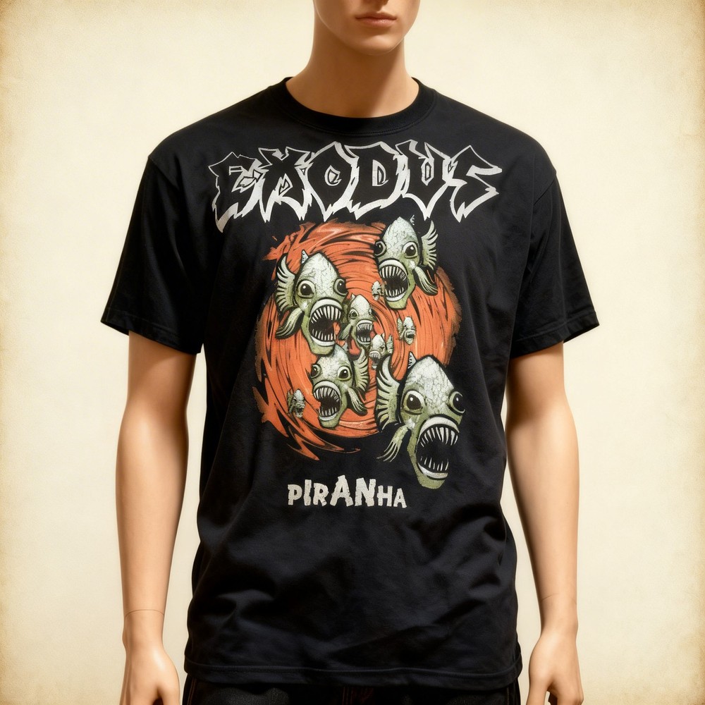 Rare Exodus Band Piranha Short Sleeve Black All Size T-Shirt