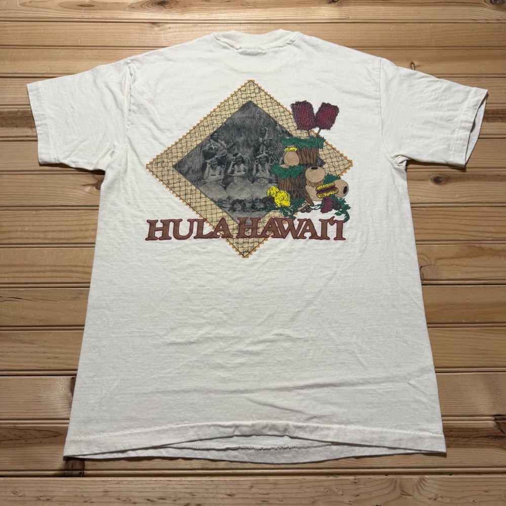 Vintage 80s Hula Hawaii Dance Tropical Souvenir T-Shirt USA Made - Size Medium