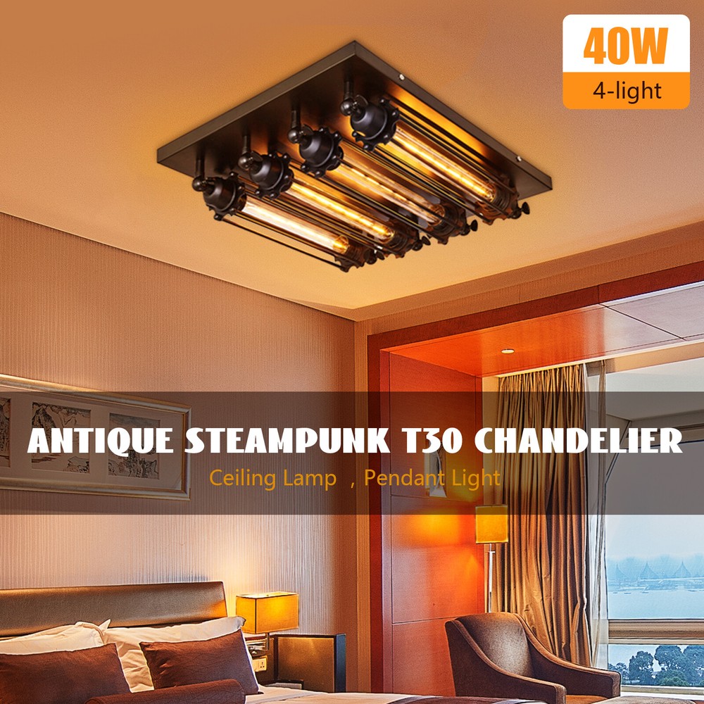 4-Light Flute Chandelier Ceiling Lamp for Indoor Lighting Decor