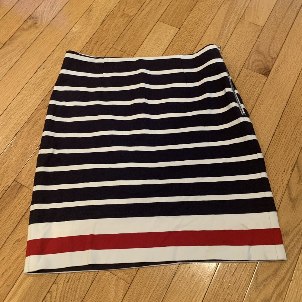 Banana Republic Navy, White and Red Preppy Stripe Pencil Knit Skirt size 0P
