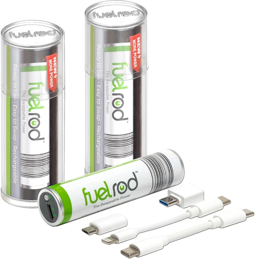 2 PACK Fuel Rod USB-C Portable Charger Kit w All Cables & Adapters w/ Battery
