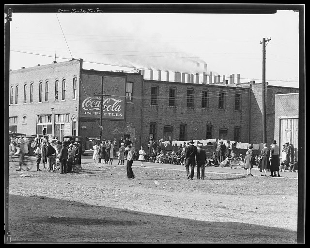 Birmingham Alabama 1936 Steel Mill Workers Crowd Coca-Cola Bottles Sign