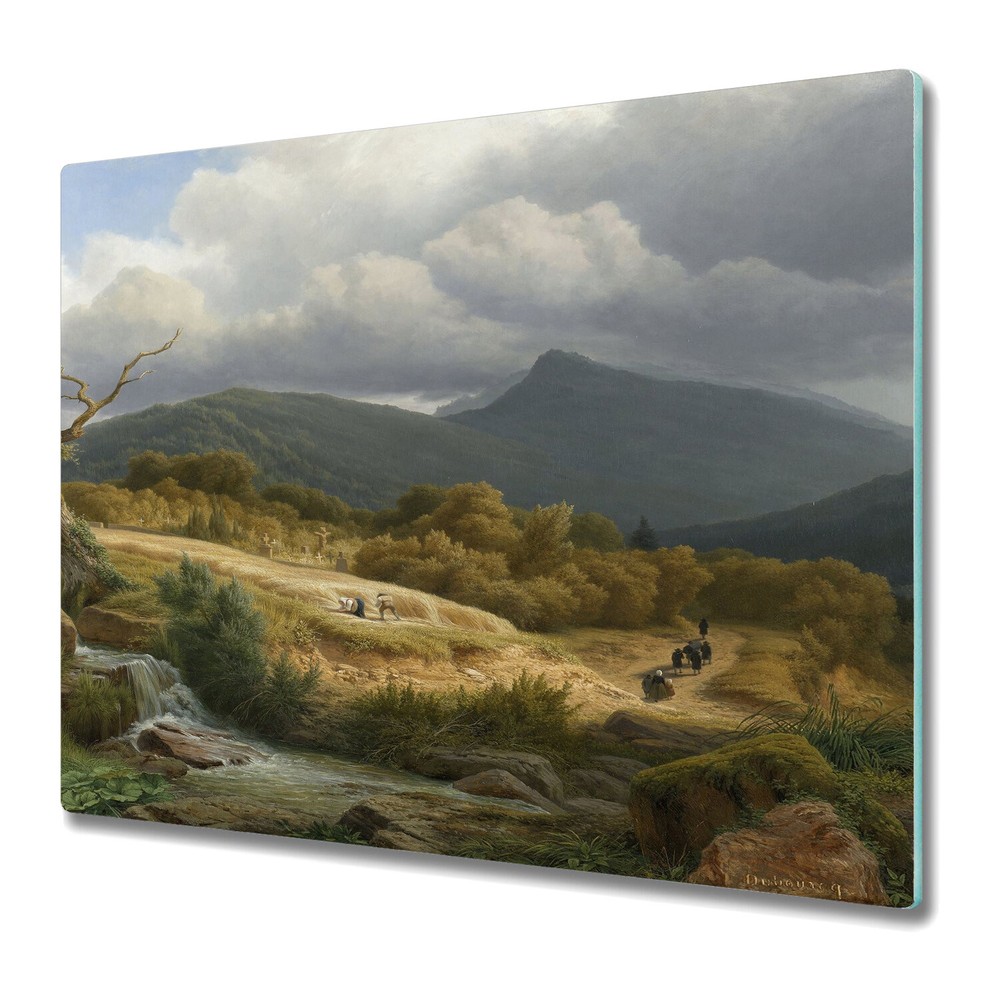 Glass Worktop Saver Oil Landscape picture painting nature Wood beautiful 60x52