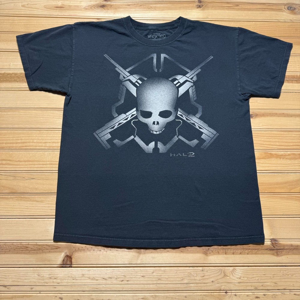Microsoft Xbox 360 Halo Video Game Skull Guns Graphic Promo T-Shirt Men's Large