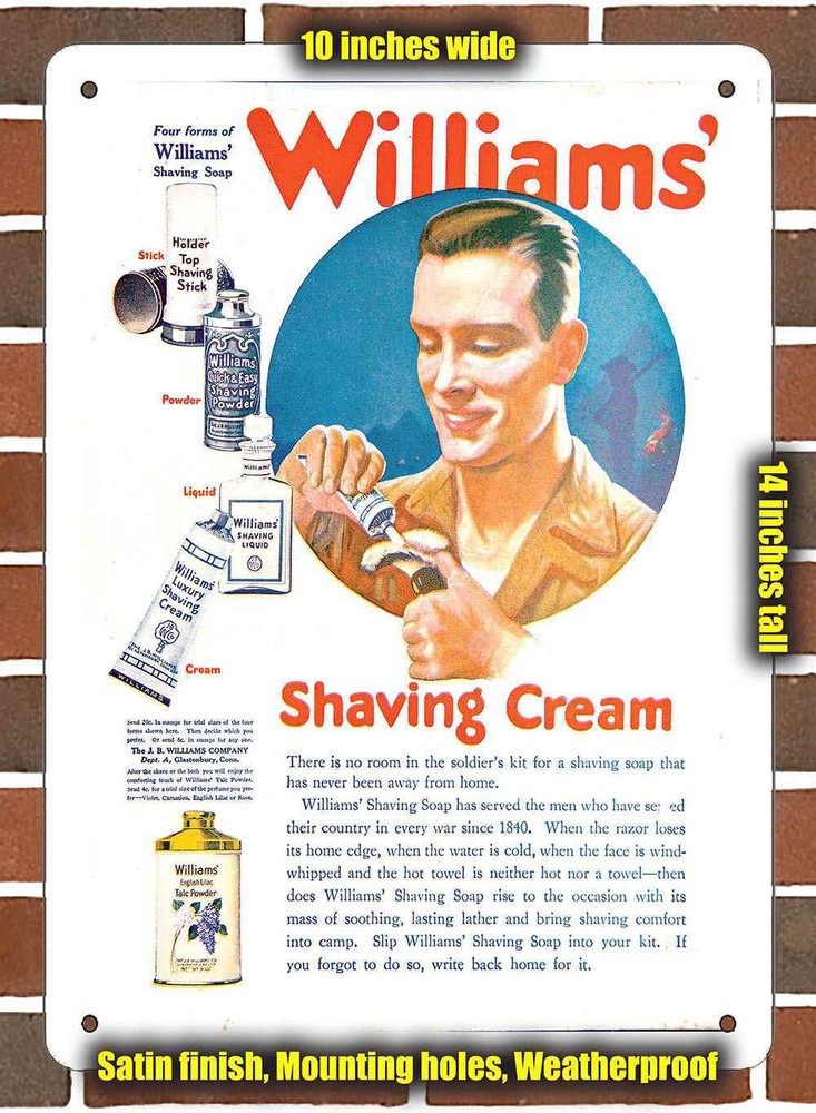 Metal Sign - 1950 Williams Shaving Cream- 10x14 inches