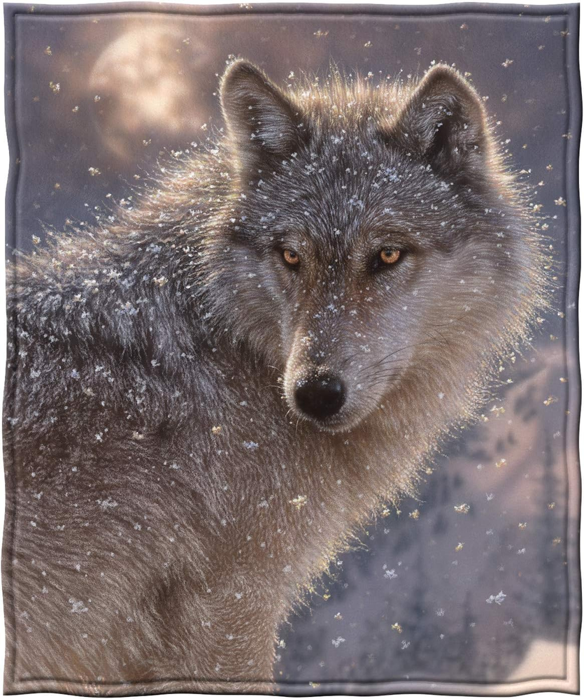 Lone Wolf Fleece Blanket for Bed, 75