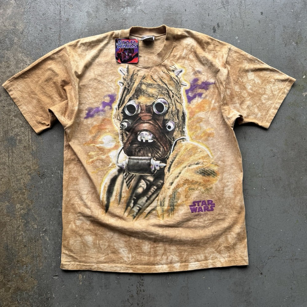 Vintage Liquid Blue Star Wars Tusken Raider 1997 T-Shirt XL AOP Tie Dye 90s