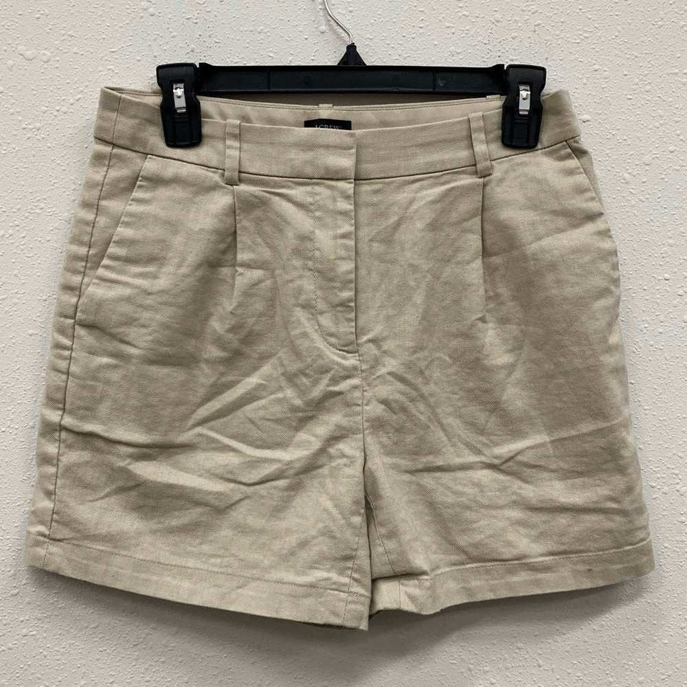 J. Crew Tan High Rise Chino Cuffed Shorts Size 2 Linen blend #734