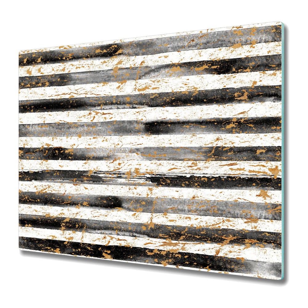 Glass Kitchen Chopping Board Grunge Striped Stains Watercolour 60x52