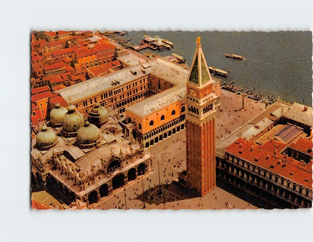 Postcard Panorama View Piazza San Marco Venice Italy