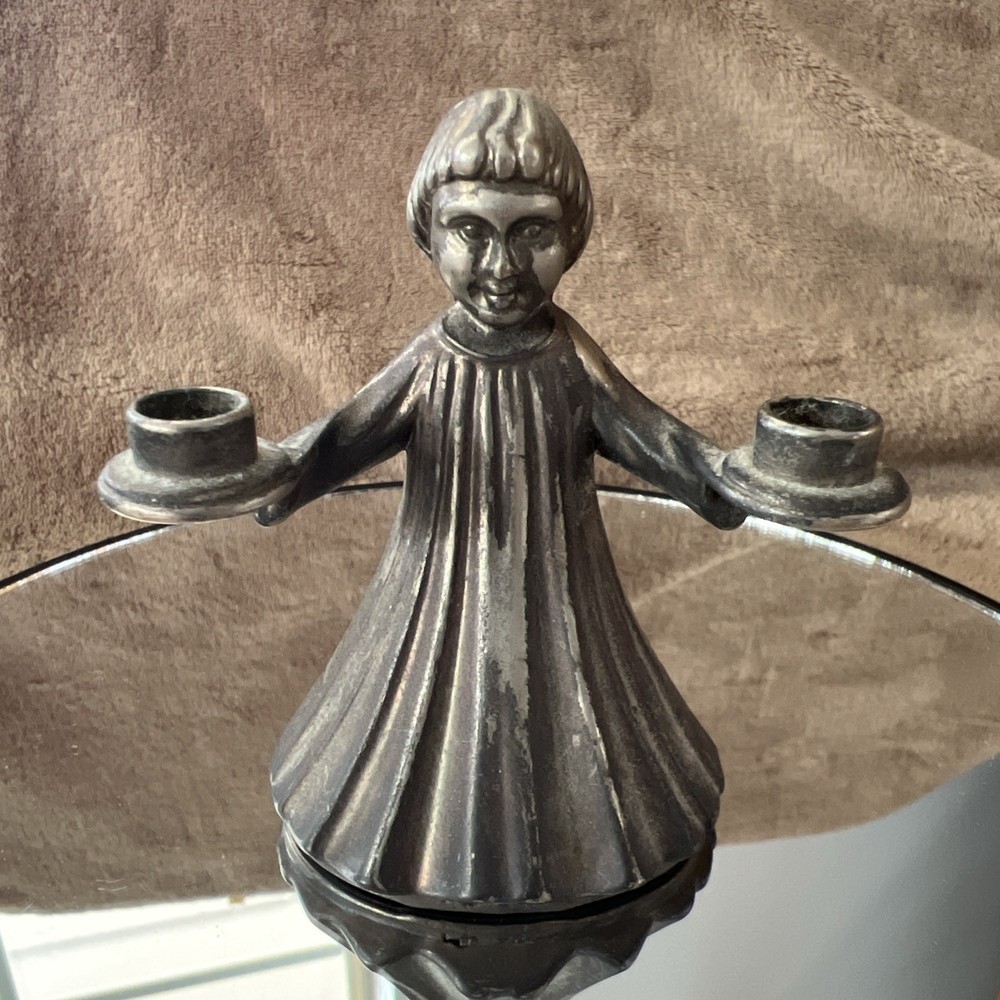 Vintage Metal Choir girl Mini Tapered Candle Holder Made in Italy 3 in