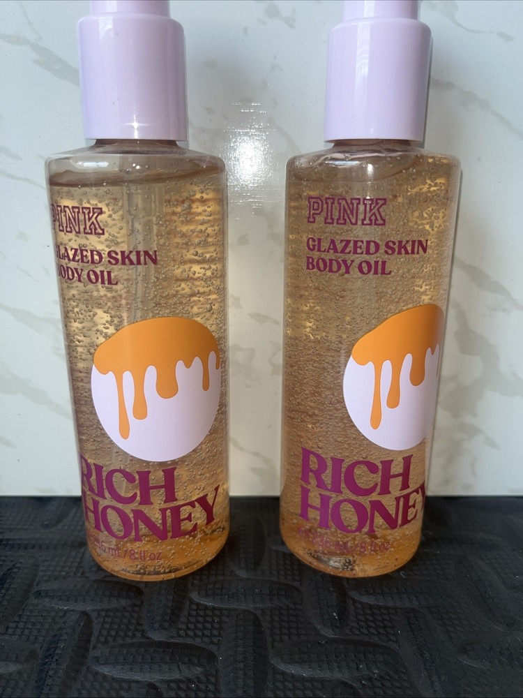2 NEW Victoria's Secret PINK Rich Honey Oil Nourishing Body Oil Pure Honey 8 oz