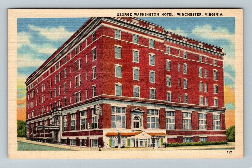 Winchester VA-Virginia, George Washington Hotel, Outside Vintage Postcard