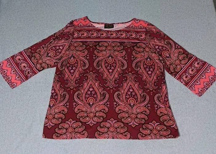 Bob Mackie Wearable Art Tunic Blouse Womens Size XL Multicolor Mandela Spiritual