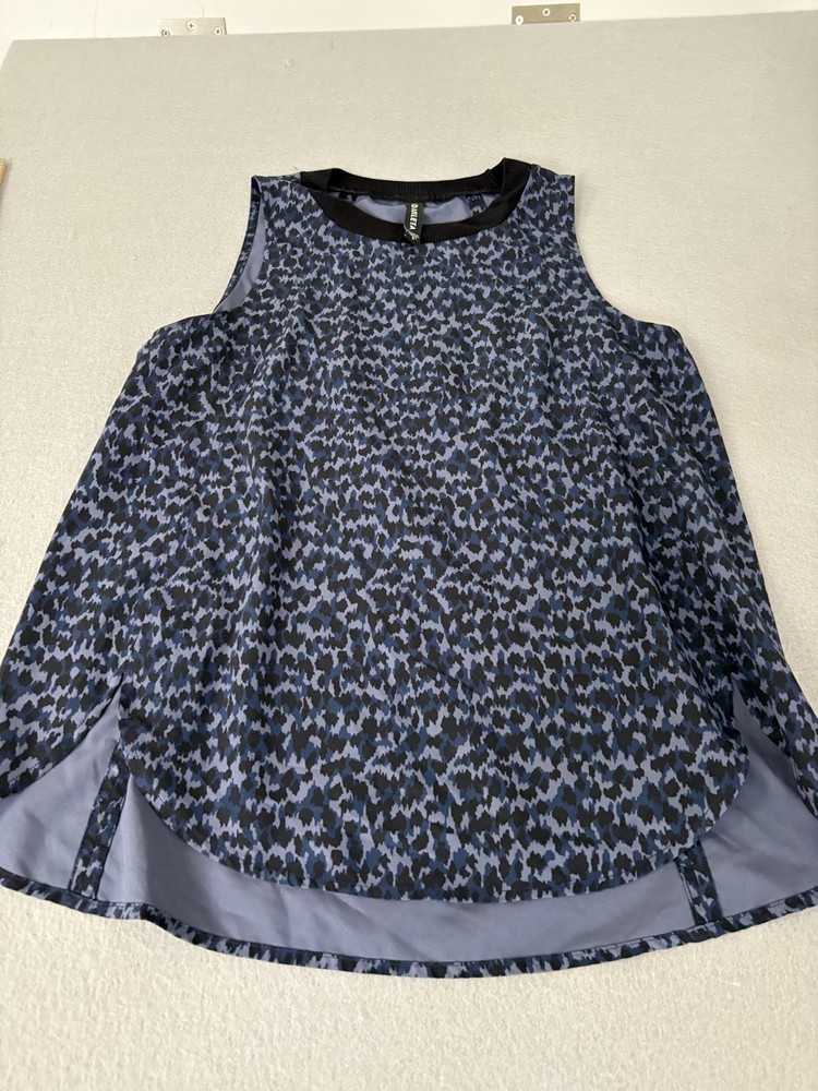 Athleta Tank Top Womens Small Blue Black Sleeveless Printed Blouse Activewear
