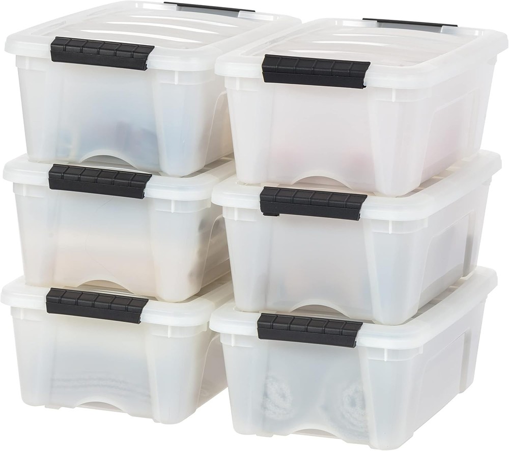 13 Qt Stackable Plastic Storage Bins with Lids – BPA-Free 6 Pack by Iris USA