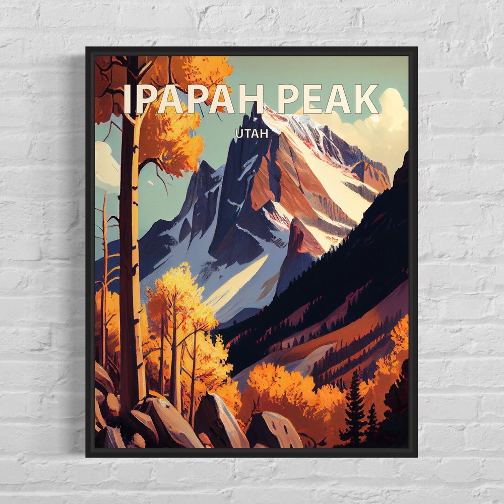 Ipapah Peak Utah Retro Art Print Ipapah Peak Wall Art Painting Ipapah Peak