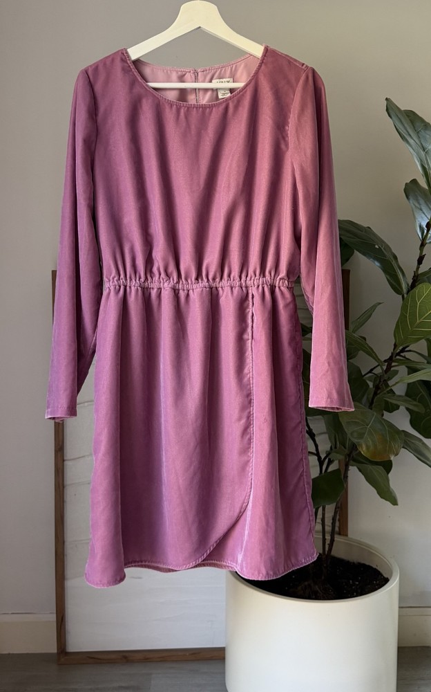 Women's J. CREW Pink Velvet Faux Wrap Dress Size 12