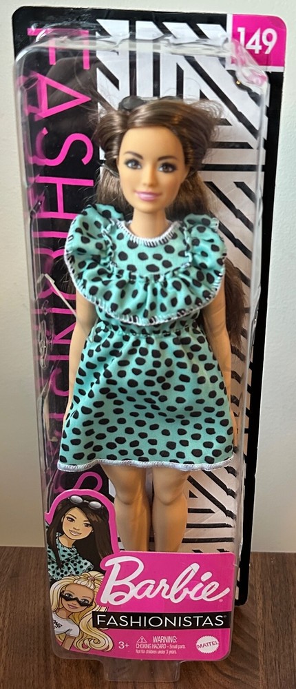 Barbie Fashionistas Doll #149 Curvy Caucasian Barbie Aqua Black Dot GHW63 New T2