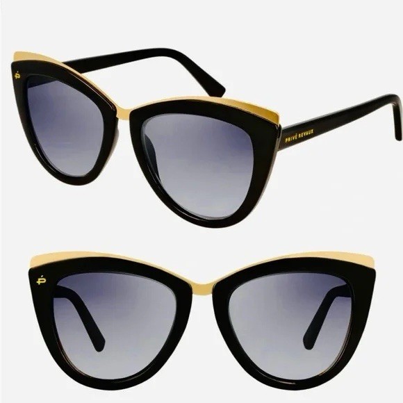Privé Revaux Juliet Polarized Cat-Eye Sunglasses, Black & Gold, Limited Edition