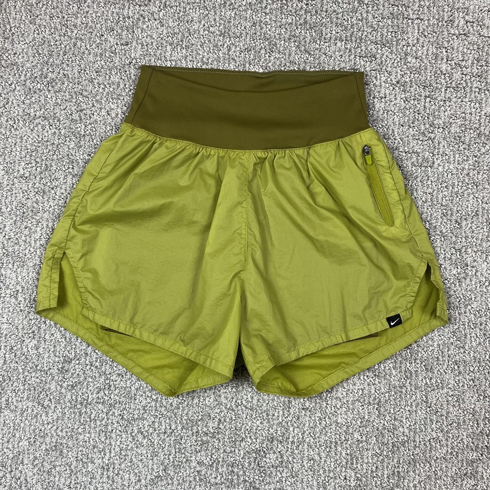Nike Shorts Womens XS Green High Rise 2 In 1 Running Lined Pockets Athletic