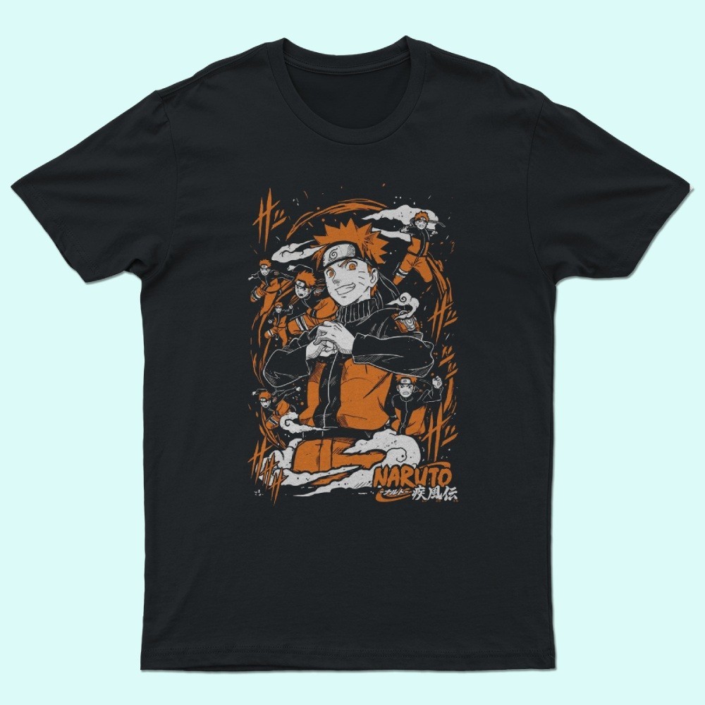 Naruto Uzumaki T-Shirt Anime Character Tee Unisex Black Cotton S-5XL