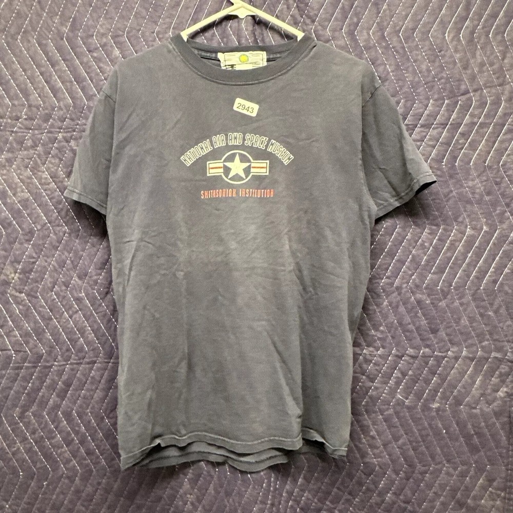 Vintage National Air & Space Shirt Adult Small Blue Short Sleeve Mens Graphic 90