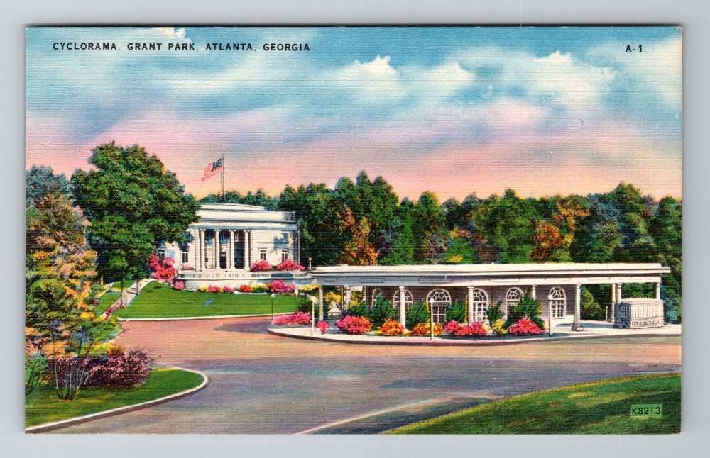 Atlanta GA-Georgia, Cyclorama, Grant Park, Antique, Vintage Souvenir Postcard