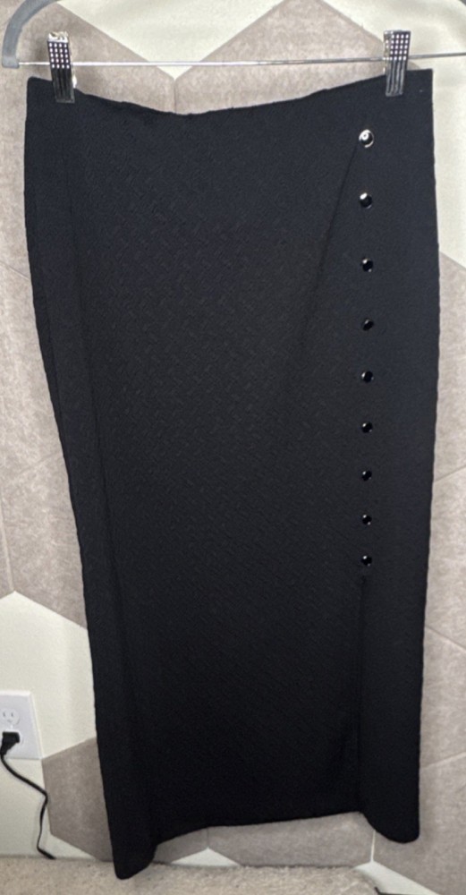 NYCC New York Clothing Co. Black Jacquard Geometric Button Skirt Women’s Size S