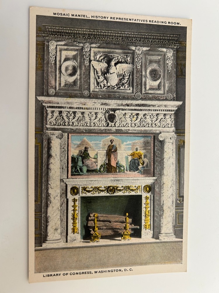 Mosaic Mantel Reading Room Library of Congress Washington DC Postcard