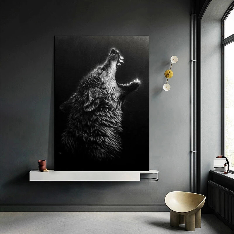 Black and White Canvas Paintings Wolf Posters Prints Art Wall Art Animal Picture